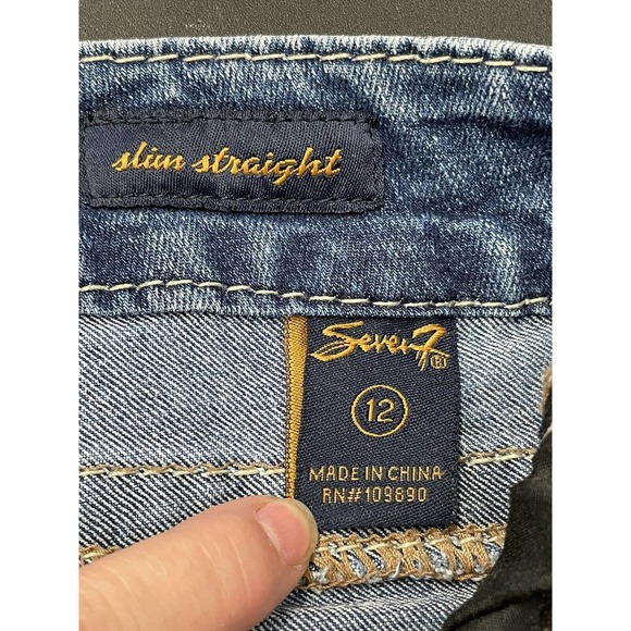 Seven 7 Premium Denim Slim Straight Women's Size 12 (36”) Blue Medium Wash - Picture 6 of 9